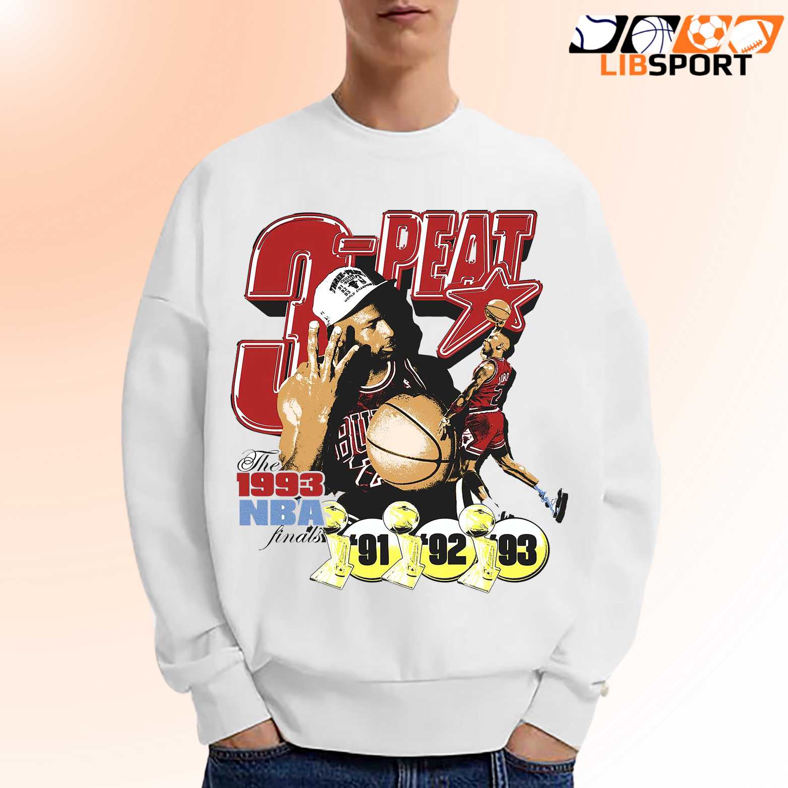 Chicago 3 Peat Champions 1991 1993 T-Shirt, Vintage Basketball Unisex Tee